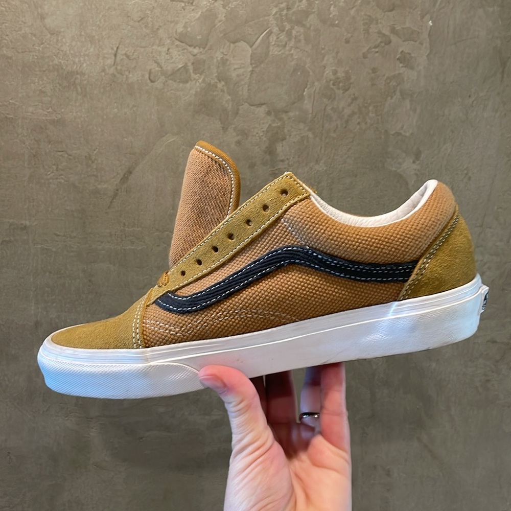 NEW Vans Gold Brown White Heavy Textures Old Skool Men 7 Women 8.5 Sneaker shoes - Picture 9 of 10